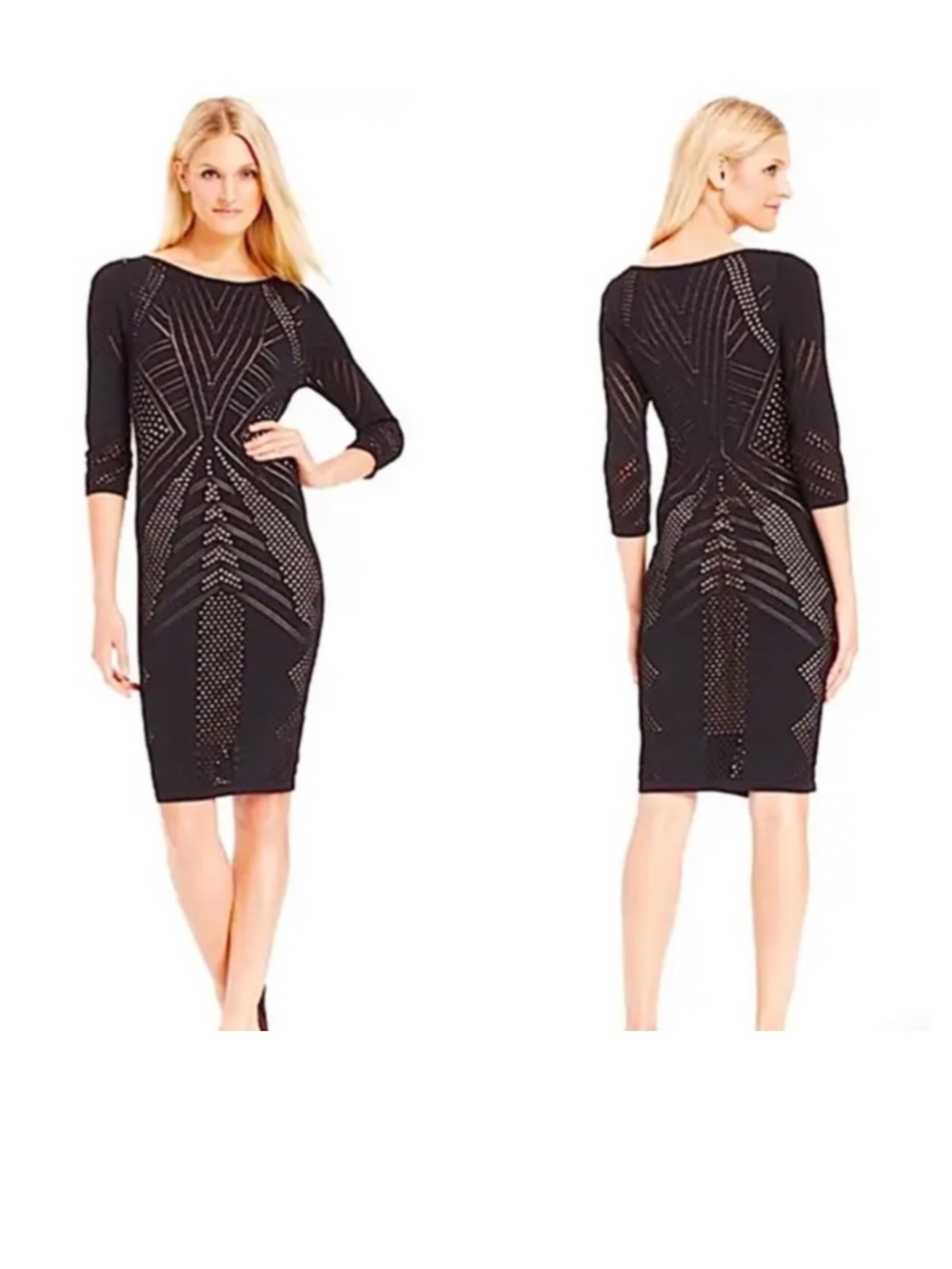 Calvin Klein black bodycon Night Dress Lined Knit Size XL